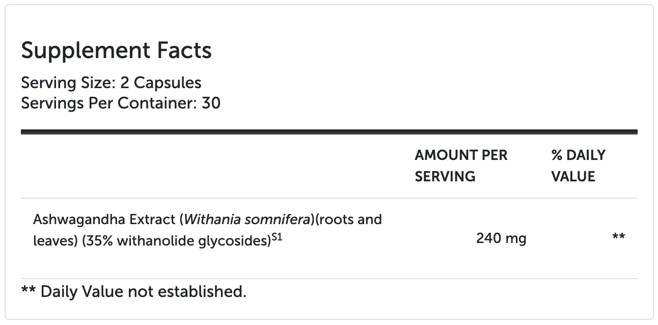 Ashwagandha 35 60 Capsules